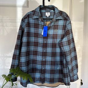NWT Lacoste Blue Checkered Flannel Long Sleeve